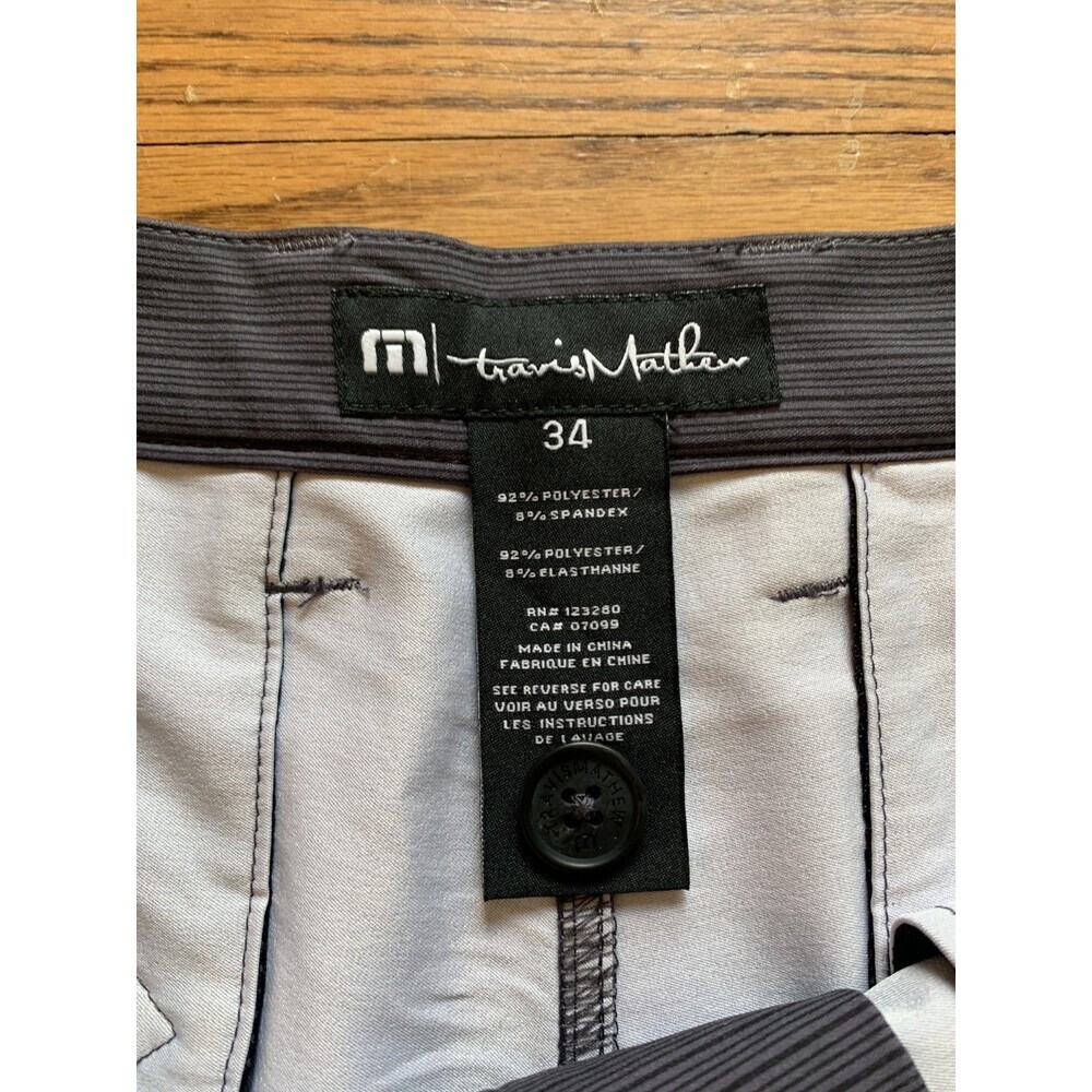 Travis Mathew Mens Golf Shorts Performance Stretch Blue Micro Stripe Size 34 - Picture 6 of 8